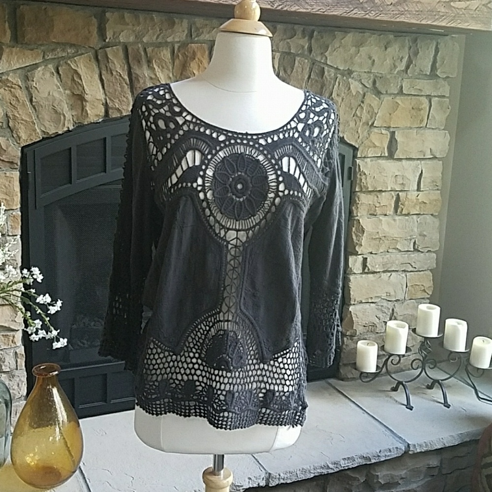Clover and Scout cotton crochet top S